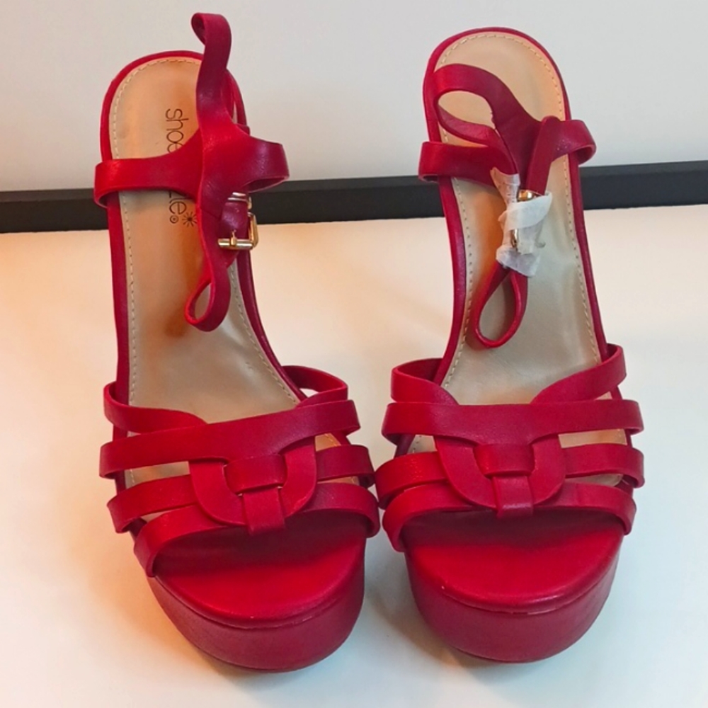 RED strappy heels